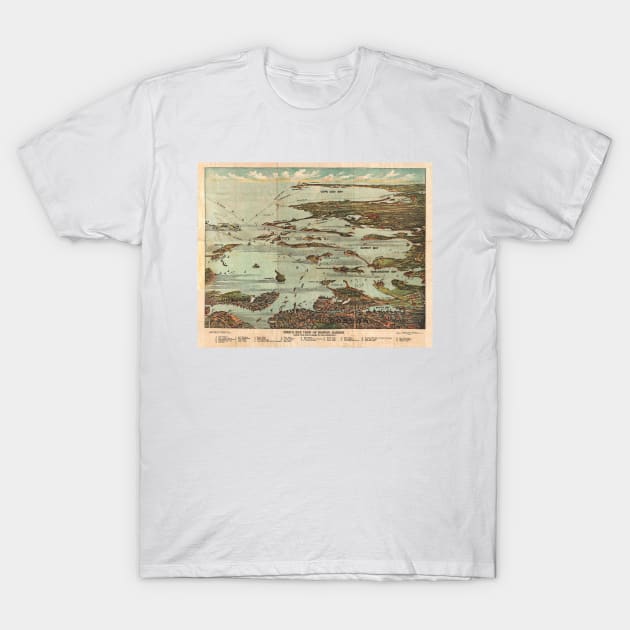 Boston Harbor Birdseye-view map T-Shirt by Bravuramedia